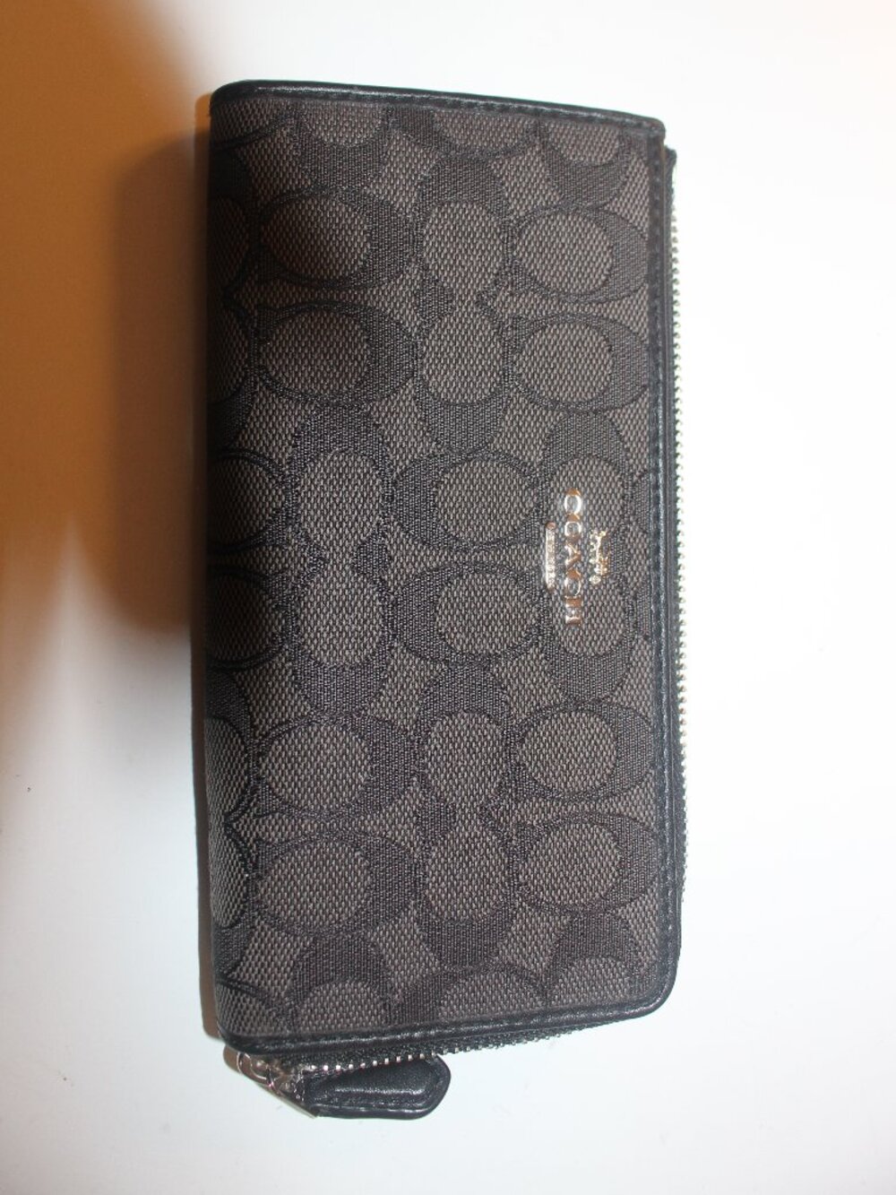 Coach Black & Charcoal Signature C Zip-Around Wallet